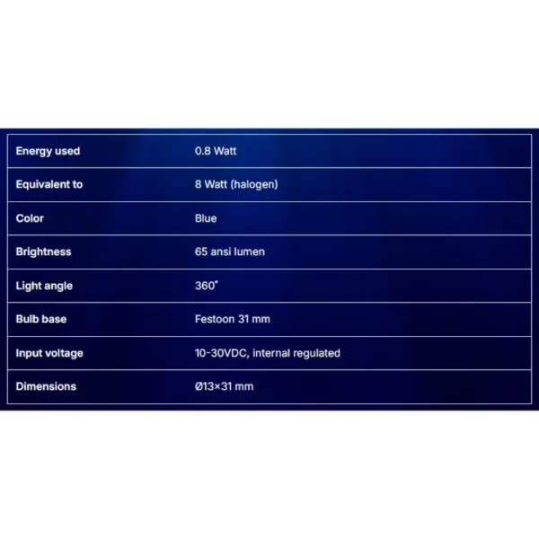 F31navi08bl Festoon 31 10-30vdc 0.8w8w - NF31NAVI08BLV - 1