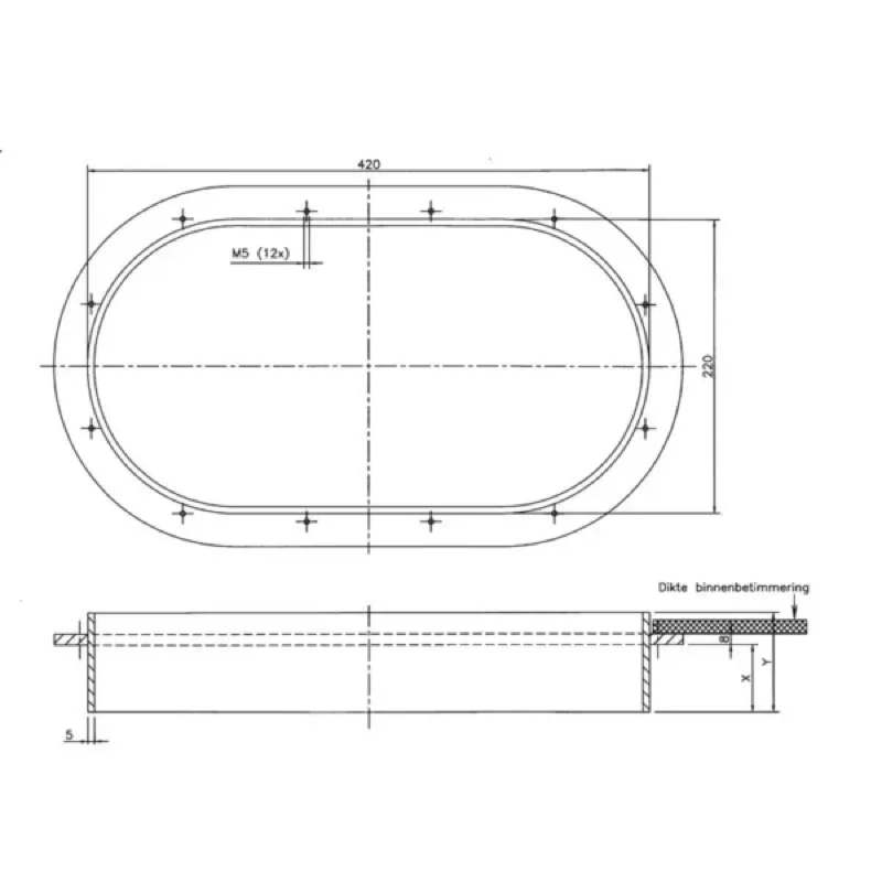 ALUMINIUM LASRAND 200X400 X=50 Y=74