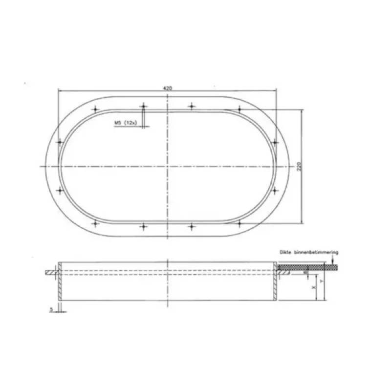 RVS LASRAND OVAAL 200X400 X=50 Y=74