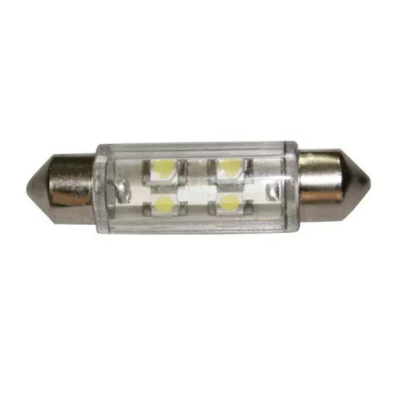 BULB 12V LED T11 39MM COOL 2X4 LEDS 360O