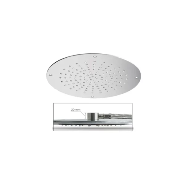 Inbouw Douche 250 25mm Diep Geborsteld Rvs Wit Led 24v