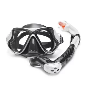 DUIKBRIL MET SNORKEL (SILICONE) ZWART/WIT