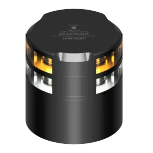 2NM 360° WIT + GELE STROBE + CONN&ALU-BASE ZWART