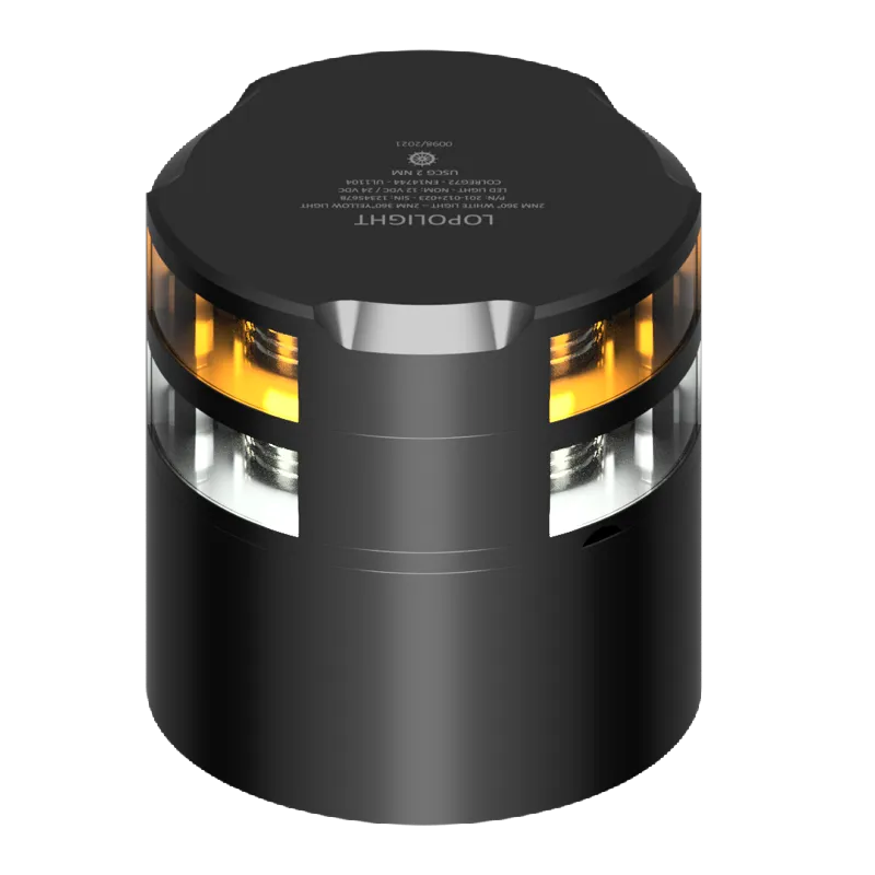 2nm 360° White + Yellow Strobe + Conn+Alu-Base Black 2nm 360° Wit + Gele Strobe + Conn+Alu-Base Zwart